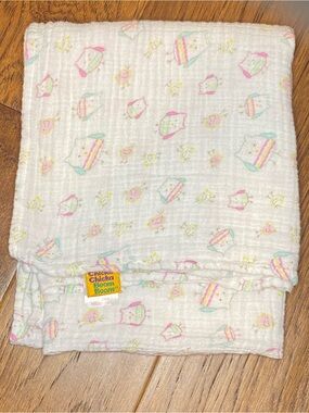 Chicka Chicka Boom Boom Baby Muslin Blanket - Pastel Owl & Bird Print